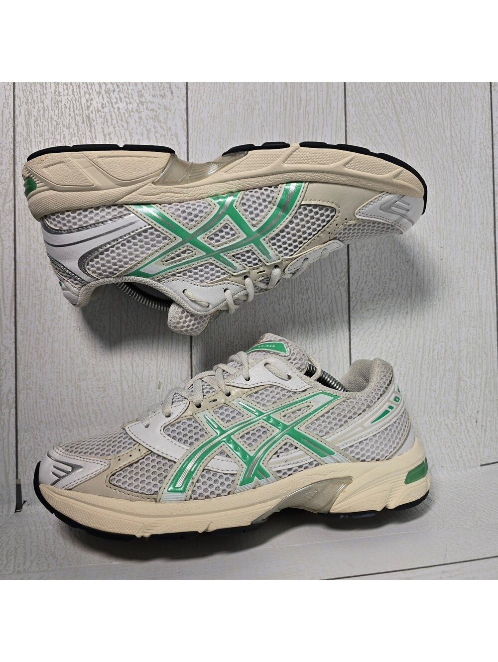 ASICS GEL-1130 Mujer US 7.5 Blanco Verde Malachite Retro Y2K
